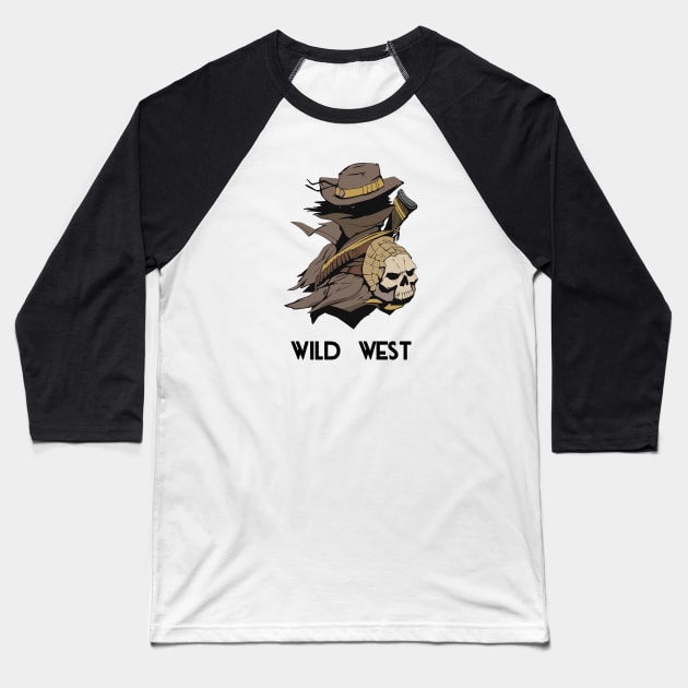 cowboy wild west illustration cartoon Baseball T-Shirt by untagged_shop